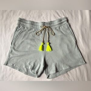 Women’s Michael Lauren Light Blue/Gray Shorts w/Neon Yellow Tassel (Size Large)